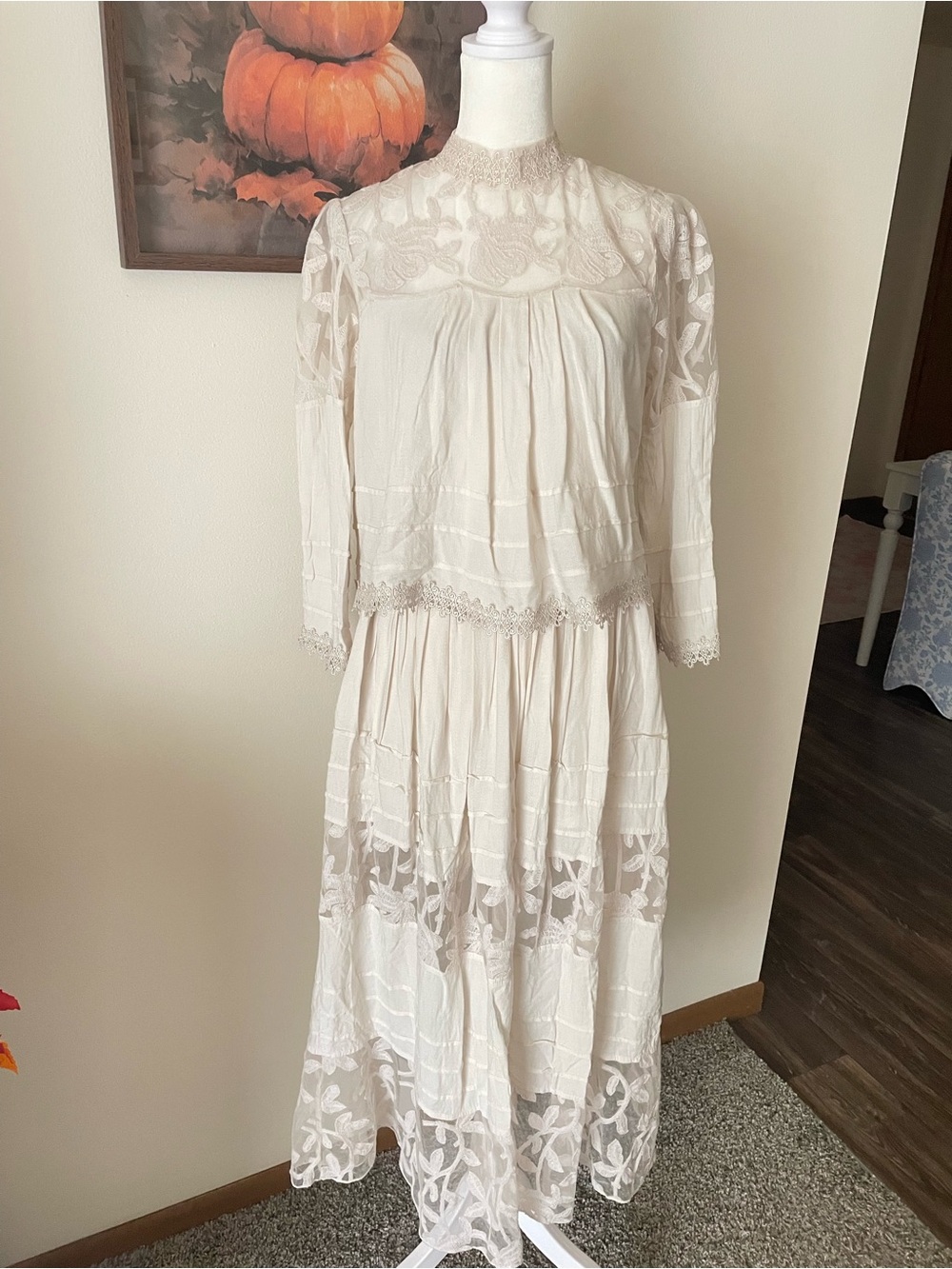 Free People Sunset Midi Set Two Piece Blouse Top & Skirt - Picture 3 of 7